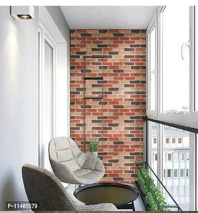 Univocean 3D Red Brick Texture Look Wall Poster, Wallpaper, PVC Self Adhesive Home Decor Wall Stickers (1000 x 45 cm)-thumb0