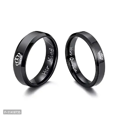 University Trendz Titanium Engagement Ring for Unisex Adult (Black)