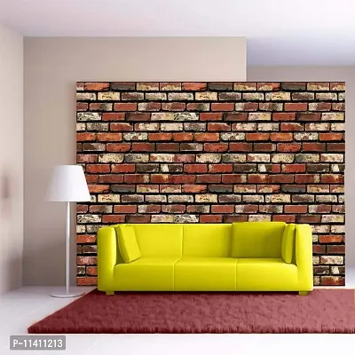 Univocean 3D Pattern Red Brick Design Peel and Stick Self Adhesive Wallpaper, (45 X 500 cm) Waterproof Multicolor HD Wall Sticker-thumb0