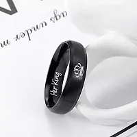 University Trendz Titanium Couple Ring for Unisex-adult (Black & Gold)-thumb3