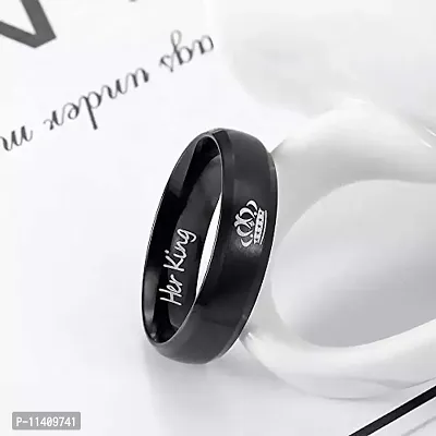 University Trendz Titanium Couple Ring for Unisex-adult (Black & Gold)-thumb4