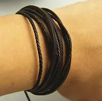 University Trendz Leather Multistrand Bracelet for Men-thumb3