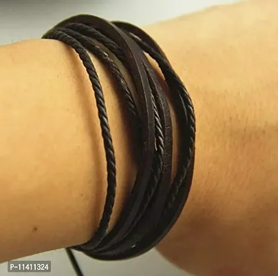 University Trendz Leather Multistrand Bracelet for Men-thumb4