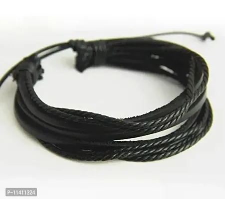 University Trendz Leather Multistrand Bracelet for Men-thumb2
