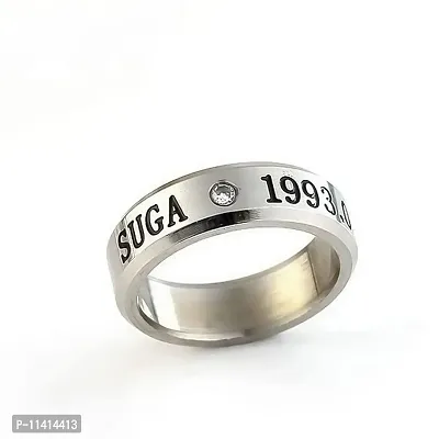 University Trendz Suga Bangtan BTS Silver Stainless Steel Ring Pendant Necklace for Men & Women-thumb4