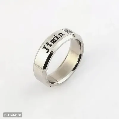 University Trendz BTS Bangtan Stainless Steel Ring - Kpop Jimin Name & DOB Ring for Men (Silver)-thumb2