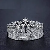 University Trendz Silver Plated 2 PCs Crown Queen Princess Ring with Velvet Red Rose Box-thumb2