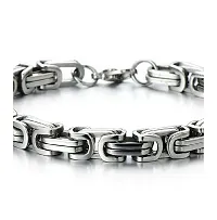 University Trendz Stainless Steel Silver Plated Braid Link Fashionable Bracelet for Boys and Mens-thumb1