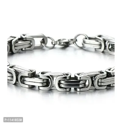 University Trendz Stainless Steel Silver Plated Braid Link Fashionable Bracelet for Boys and Mens-thumb2