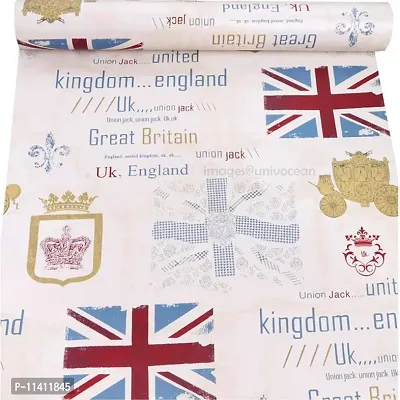 Univocean Modern UK Country Name Printed Decorative Wallpaper, England Style Wallpaper Stick and Peel Contact Paper (500 x 45 cm)