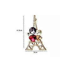 University Trendz Gold Plated Multicolor Paris Eiffel Tower Brooch Pin with Pink Heart Bottle Pendant Necklace (Pack of 2)-thumb3