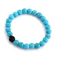 University Trendz Natural Stone Beads His Her Couple & Combo Charm Bracelet for Men and Women (Blue-Black)-thumb3