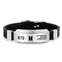 University Trendz BTS Army Metal Tag Silicon Wristband Bracelet with BTS Signature Bracelet for Boys & Men (Pack of 2)-thumb2