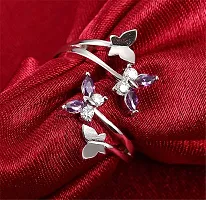 University Trendz Gold Plated & Silver Plated Pattern Stylish Butterfly Open Ring for Women(Silver)-thumb4