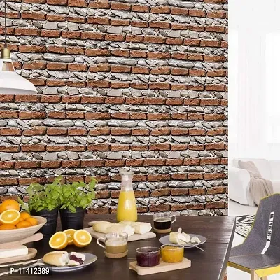 Univocean 3D Brick & Stone Pattern Reusable Wallpaper Peel and Stick Waterproof HD Wall Paper (500 X 45 cm)