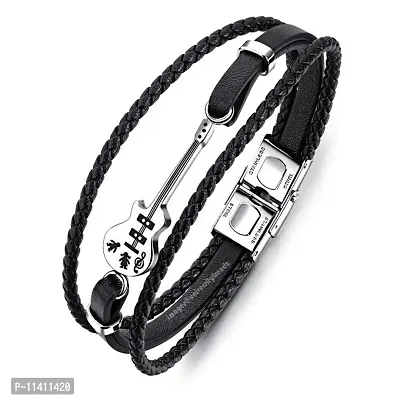University Trendz Stainless Steel Bracelet for Men (Black)