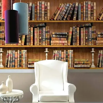 Univocean Book Shelf Wallpaper, Self Adhesive PVC Wall Stickers, 500 x 45 cm