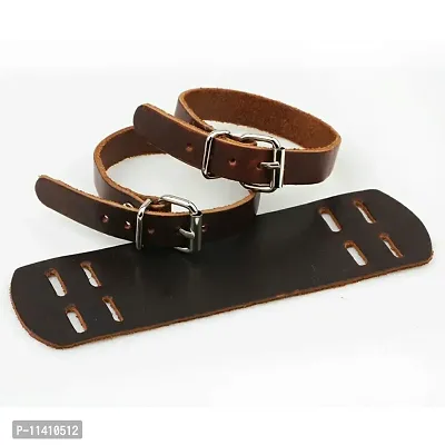 University Trendz Double Leather Black Buckle Cuff Bracelet for Men and Women-thumb4