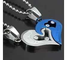 University Trendz Stainless Steel Stylish I Love You Pendant/Locket for Lovers, Girls and Boys (Blue-Silver)-thumb2