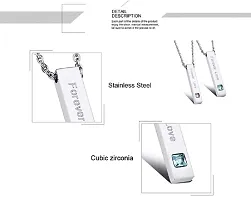 University Trendz Stainless Steel Forever Love 2 Pcs Couple Pendant/Necklace for Couples, Men, Women and Lovers (Silver)-thumb4