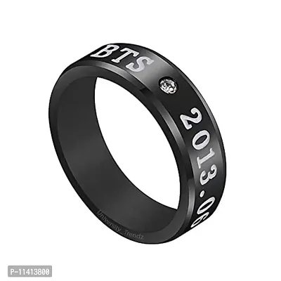 University Trendz Black BTS Stainless Steel Finger Ring for Men/Women/Girls/Boys