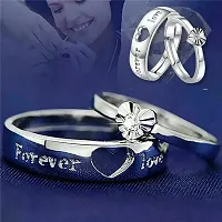 University Trendz Forever Love Engraved Silver Plated Adjustable Couple Rings for Lovers (Pack of 2)-thumb4