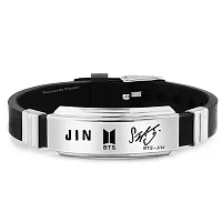 University Trendz BTS Army Metal Tag Silicon Wristband Bracelet with Jin Signature Bracelet for Boys & Men (Pack of 2)-thumb2