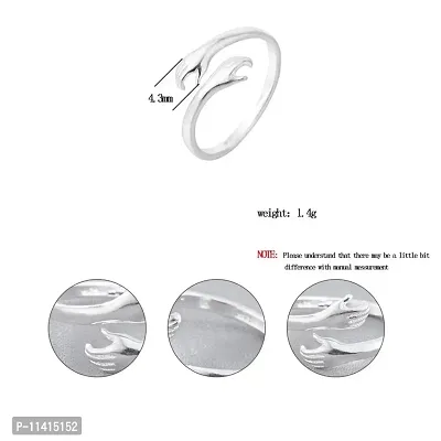 Vendsy Stainless Steel Double Hand Style Hug Embrace Promise Anniversary Ring for Womens and Girls-thumb5