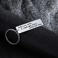 University Trendz Drive Safe I Need You Here with Me Engraved Stainless Steel Keychain (Silver)-thumb4