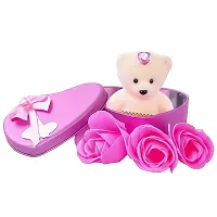 University Trendz Valentine Romantic Gift Combo of Silver Plated Forever Love Promise Couple Ring with Red Rose Flower & Pink Teddy Bear (Pack of 3)-thumb4
