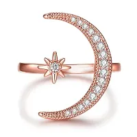 Vendsy Copper Silver Plated Crescent Star Moon Adjustable Ring for Women and Girls-thumb1