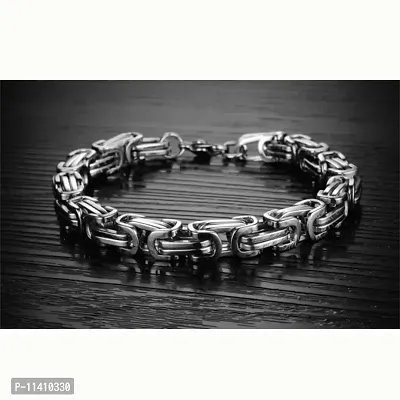 University Trendz Stainless Steel Silver Plated Braid Link Fashionable Bracelet for Boys and Mens-thumb3