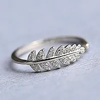 University Trendz Copper Queen Leaf Design Adjustable Ring for Women and Girls (Silver)-thumb2