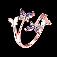 Vendsy Copper Silver Plated Butterfly Adjustable Ring for Women and Girls-thumb1