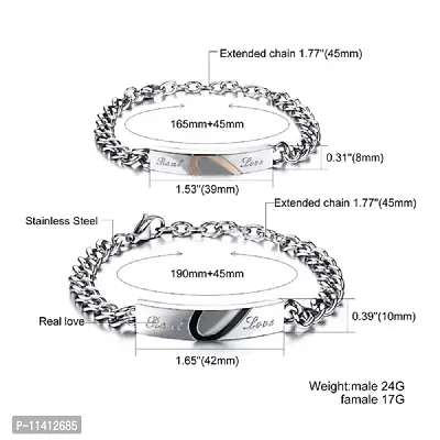 University Trendz Stainless Steel His Her Real Love Distance Couple Bracelet for Men and Women -2 Pieces-thumb2