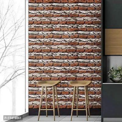 Univocean 3D Brick & Stone Pattern Peel and Stick Wallpaper PVC Waterproof HD Wall Paper (500 X 45 cm)