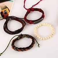 University Trendz leather Base Metal Stone Beads Bracelet For Unisex-Adult (Multicolored) (Pack of 4)-thumb4
