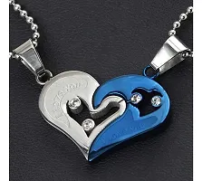 University Trendz Stainless Steel Stylish I Love You Pendant/Locket for Lovers, Girls and Boys (Blue-Silver)-thumb1