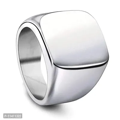 University Trendz Square Geometric Metal Stainless Steel Ring for Men/Boys/Biker (Silver)