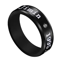 University Trendz BTS Jimin Combo - Bangtan Jimin Signature Bracelet, Bar Pendant & Name DOB Engraved Black Stainless Steel Ring (Pack of 3)-thumb3