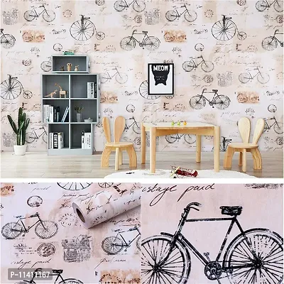 Univocean Postman Cycle Reusable Wallpaper Peel and Stick Waterproof HD Wall Paper (500 X 45 cm)-thumb3