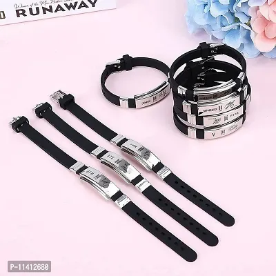 University Trendz Stainless Steel K-POP BTS Signature Printing Silicon Wristband Bracelet for Boys and Girls-thumb3