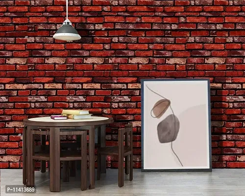 Univocean DIY Wall Stickers (45 x 200 cm) 3D Urban Red Brick Self Adhesive PVC Vinyl Wallpaper , Multicolour