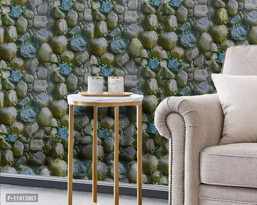 Univocean DIY Wall Stickers (45 x 200 cm) 3D Round Stone Self Adhesive PVC Vinyl Wallpaper , Multicolour