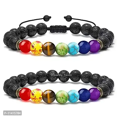 University Trendz 7 Chakra Healing Beads Bracelet Rope with Natural Rainbow Color Stone