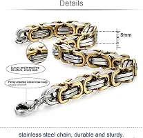 University Trendz Silver & Gold Plated Stainless Steel Bracelet For Men & Boys (Gold)-thumb1