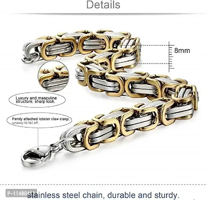 University Trendz Silver & Gold Plated Stainless Steel Bracelet For Men & Boys (Gold)-thumb2