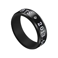University Trendz BTS Tri Combo - BTS Signature Silicon Bracelet, Bar Pendant & DOB Engraved Black Stainless Steel Ring (Pack of 3)-thumb3
