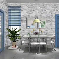 Univocean 3D Grey White Brick Stone Background Wallpaper PVC Waterproof HD Wall Paper (500 X 45 cm)-thumb3
