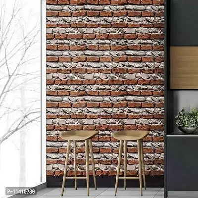 Univocean 3D Brick & Stone Pattern Wall Decor PVC Waterproof HD Wall Paper (500 X 45 cm)